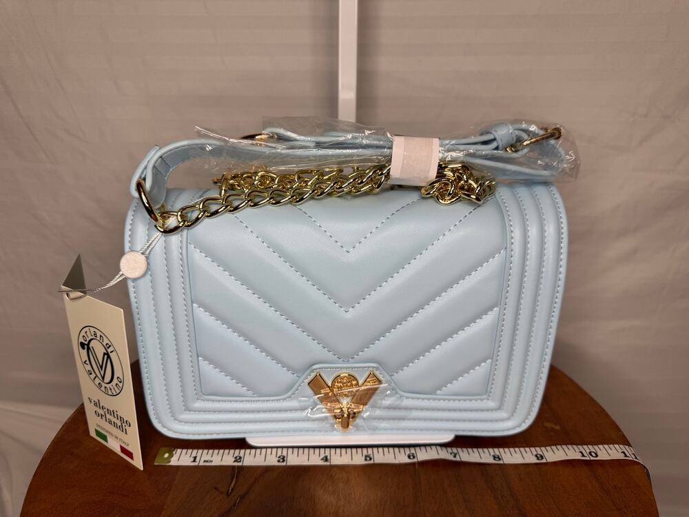 Valentino Orlandi Chevron Crossbody Light Blue NWT MSRP $249